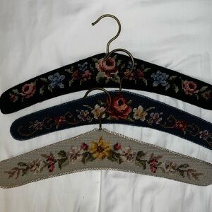 Beige needlepoint  padded hanger (1).